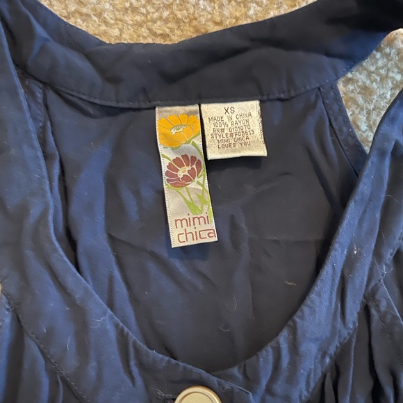 Mimi Chica navy blue Romper one piece with shorts and buttons size xs - Picture 3 of 3